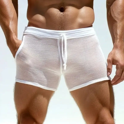 Men's Sexy Lace-Up Shorts - Comfortable Home Leisure & Fitness Shorts for Men, Breathable Casual Workout Shorts, Stylish Lounge