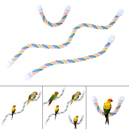 1PC Pet Bird Bite Toy Parrot Color Cotton Rope Toys Elastic Parrot Climbing Toys Sturdy Bird Swing rope Pet Cage Toy Swing Stand