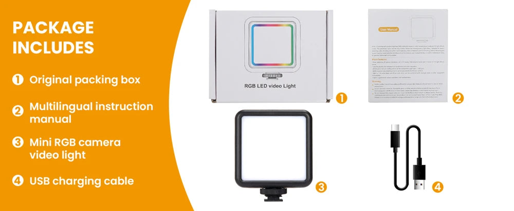 Pocket RGB Fill Light Portable LED Light Video Mini Fill Light For Camera Smartphone for GoPro Laptop Selfie Adjustable RGB Lamp