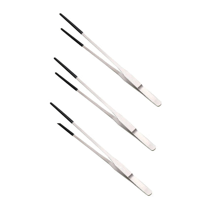 2pcs Bent Tip Tweezers For Crafts Stainless Steel Straight And Curved Nippers Tweezers Feeding Tongs For Reptile Lizards Spider