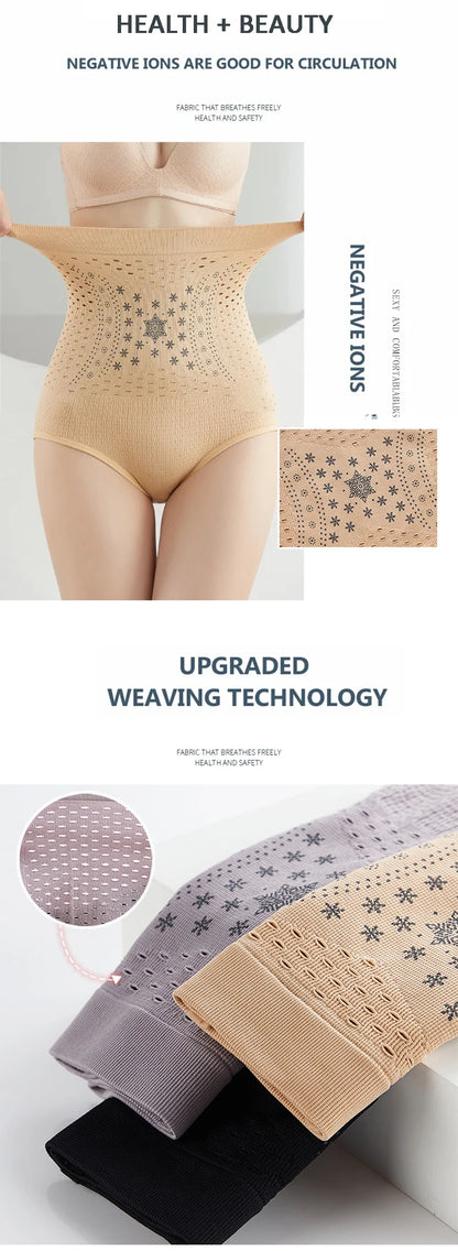Unique Fiber Restoration Shaper Brief Women Tummy Control Shapewear Hollow Out Fat Burning Slimming High Waist Underwear Panties