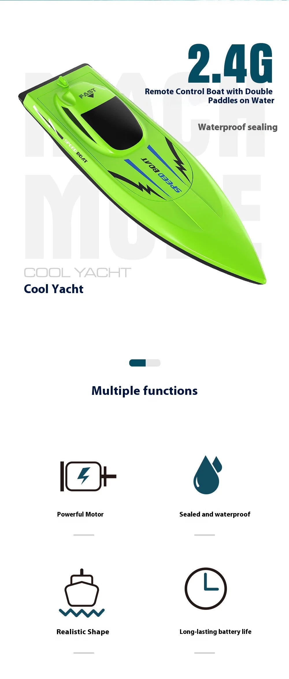 High Speed RC Boat Remote Control - Waterproof Kids Pool Racing Toy for Outdoor Lakes & Ponds Ideal Birthday Gifts For Kids Boys