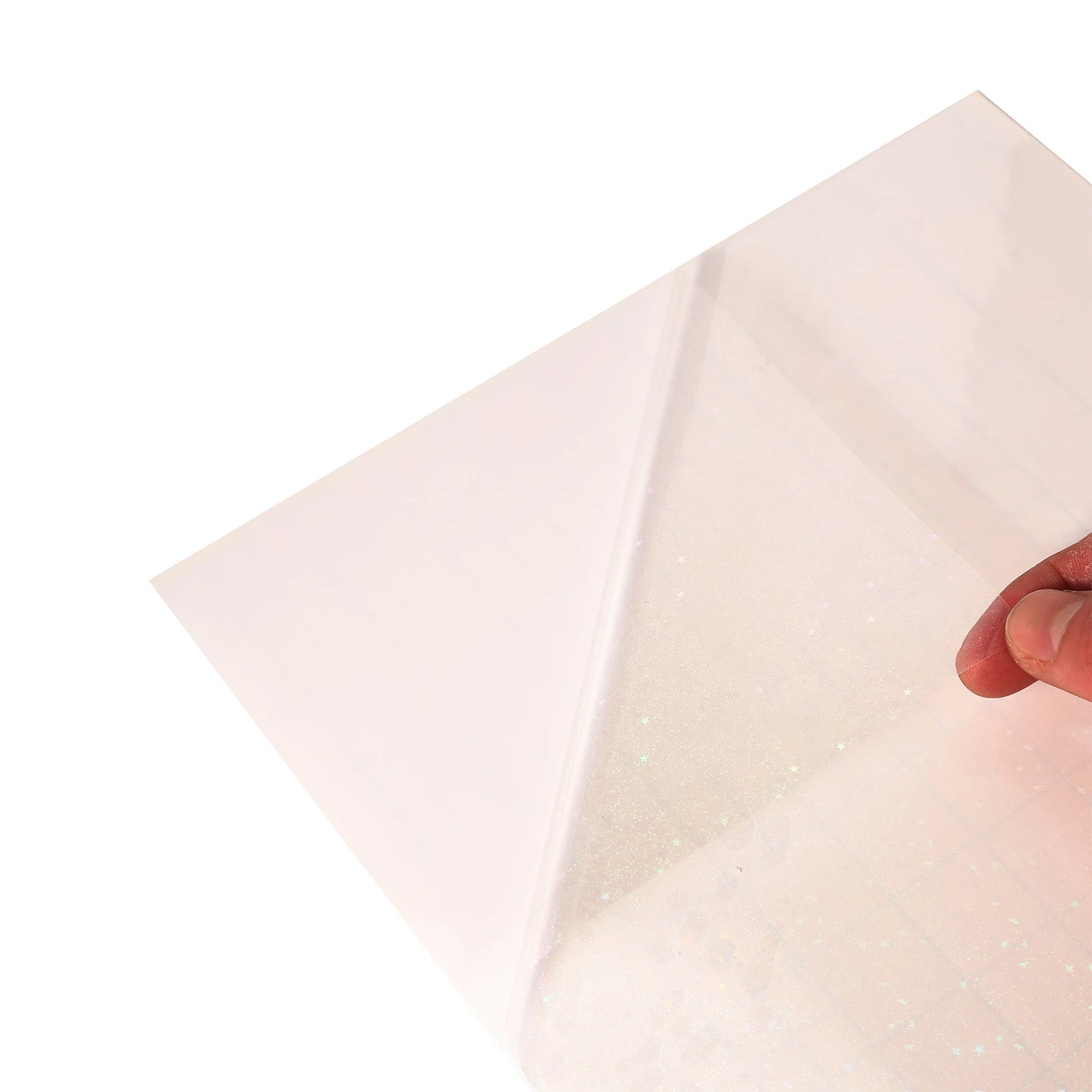 50 Sheets Sand Stars Holographic Sticker Paper 2.9×4.1 inch Glitter Clear Holographic Overlay Cold Laminating Film Self Adhesive