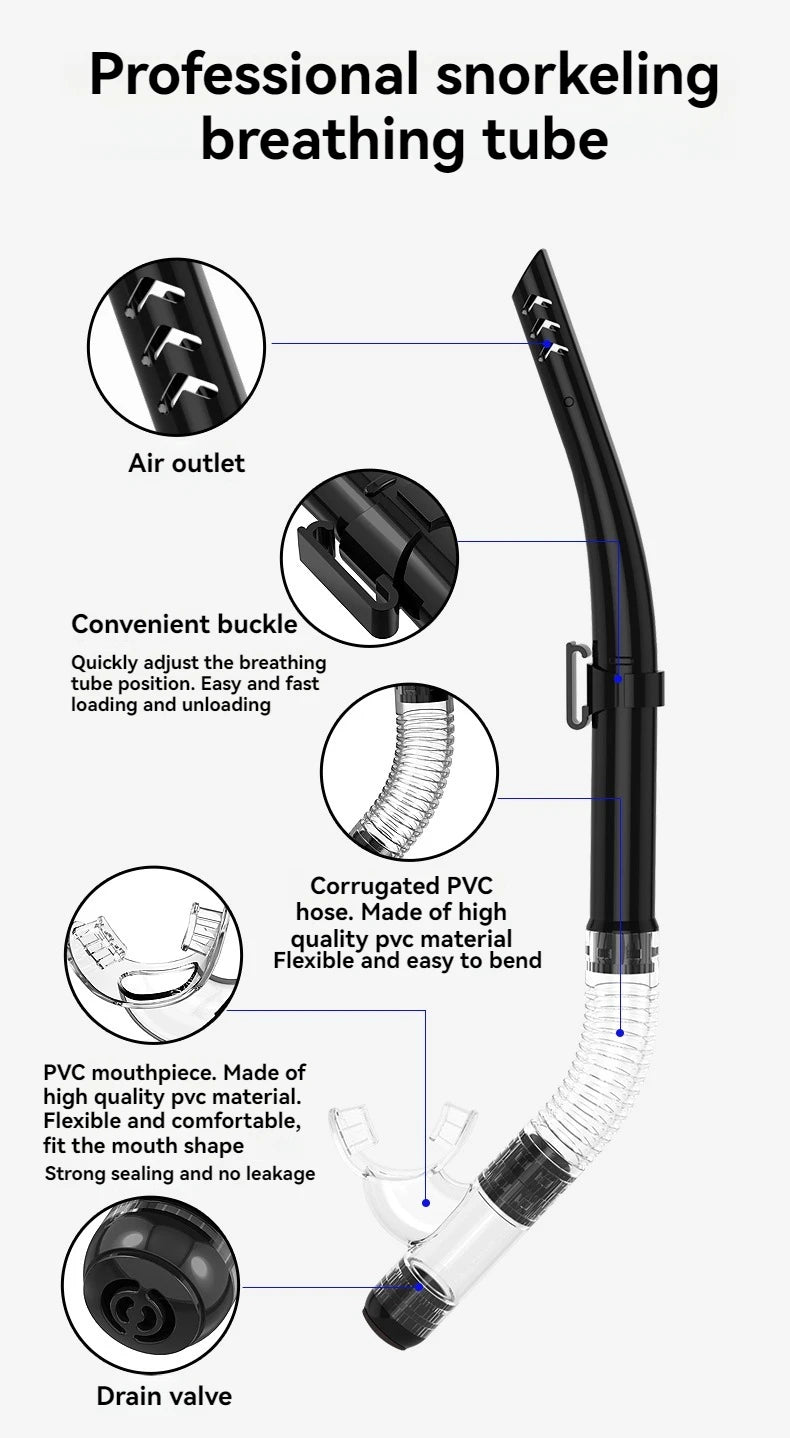 Diving Mask Snorkel Set For Adults Tempered Glass Scuba Professional Panoramic Snorkeling Gear Swimming Training Snorkel Kit