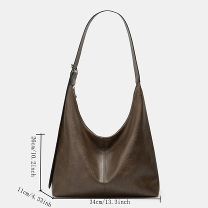Trendy Casual Soft Pu Women's Handbags Solid Color Large Capacity Female Shoulder Bag Retro Tote Bag for Commute Shopping