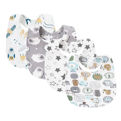 4Pcs Baby Bibs Burp Clothes Cartoon Newborn Saliva Towels for Girls Boys Cotton Kids Apron Infant Accessories Toddler Bibs Set