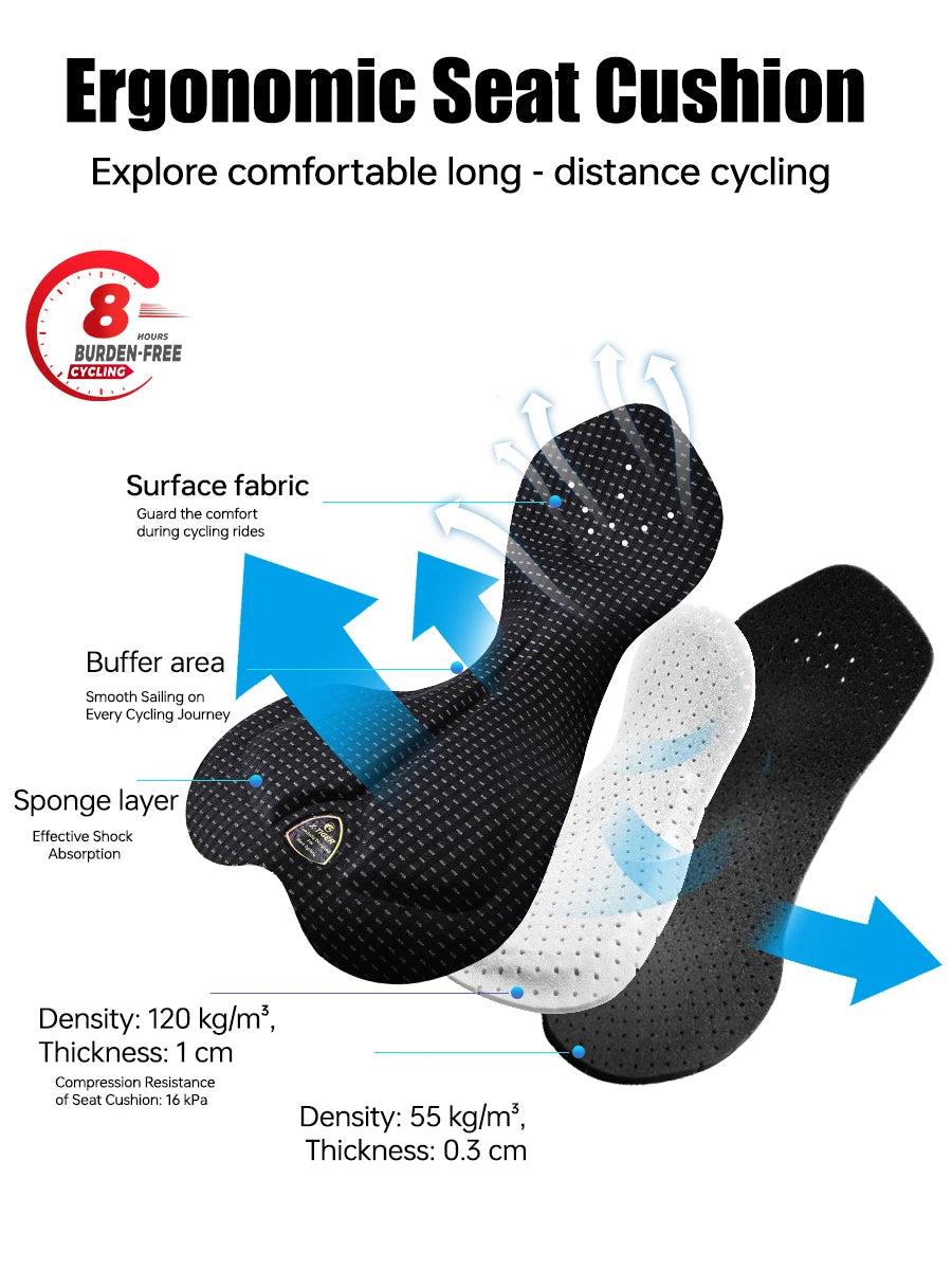 X-TIGER Men's Cycling Bib Shorts 120 Density Gel Cushion Mountain Road Bike Cycling Shorts Outdoor Casual Sports Bib Shorts