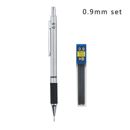 Metal Mechanical Pencil Set with Pencil Grip Leads Art Drawing Student Office Supplies 0.5/0.7/0.9/2.0mm Automatic Pencil