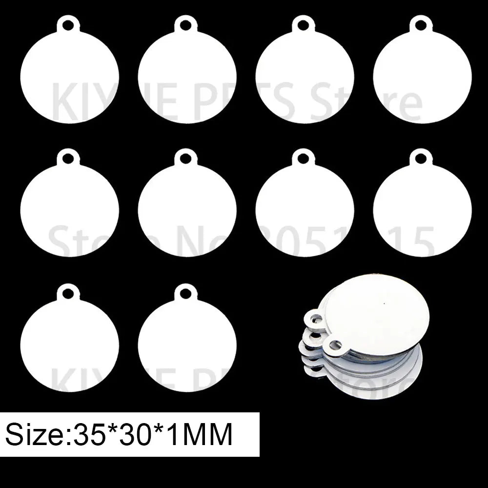20Pcs Wholesale Personalized Pet ID Nameplate  Heat Transfer Aluminum Blank Hang Tag Customized Key Ring Accessories Pendant