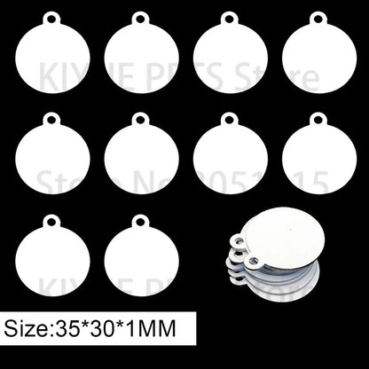 20Pcs Wholesale Personalized Pet ID Nameplate  Heat Transfer Aluminum Blank Hang Tag Customized Key Ring Accessories Pendant