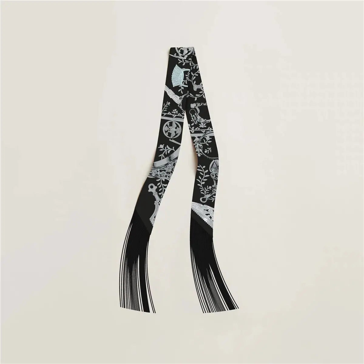 130x5cm Tassel Cashew Print Scarf Women's All-season Twill Silk Decorative Ribbon Multi-purpose Bag Hair Tie Belt Scarf