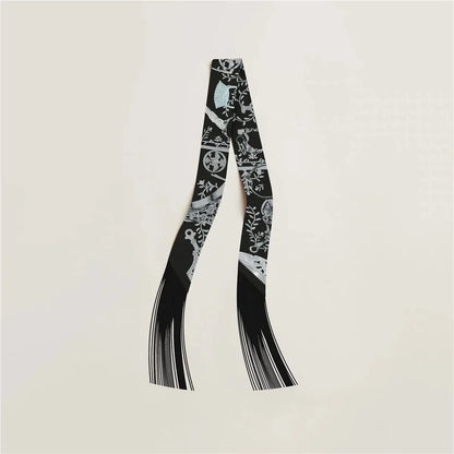 130x5cm Tassel Cashew Print Scarf Women's All-season Twill Silk Decorative Ribbon Multi-purpose Bag Hair Tie Belt Scarf
