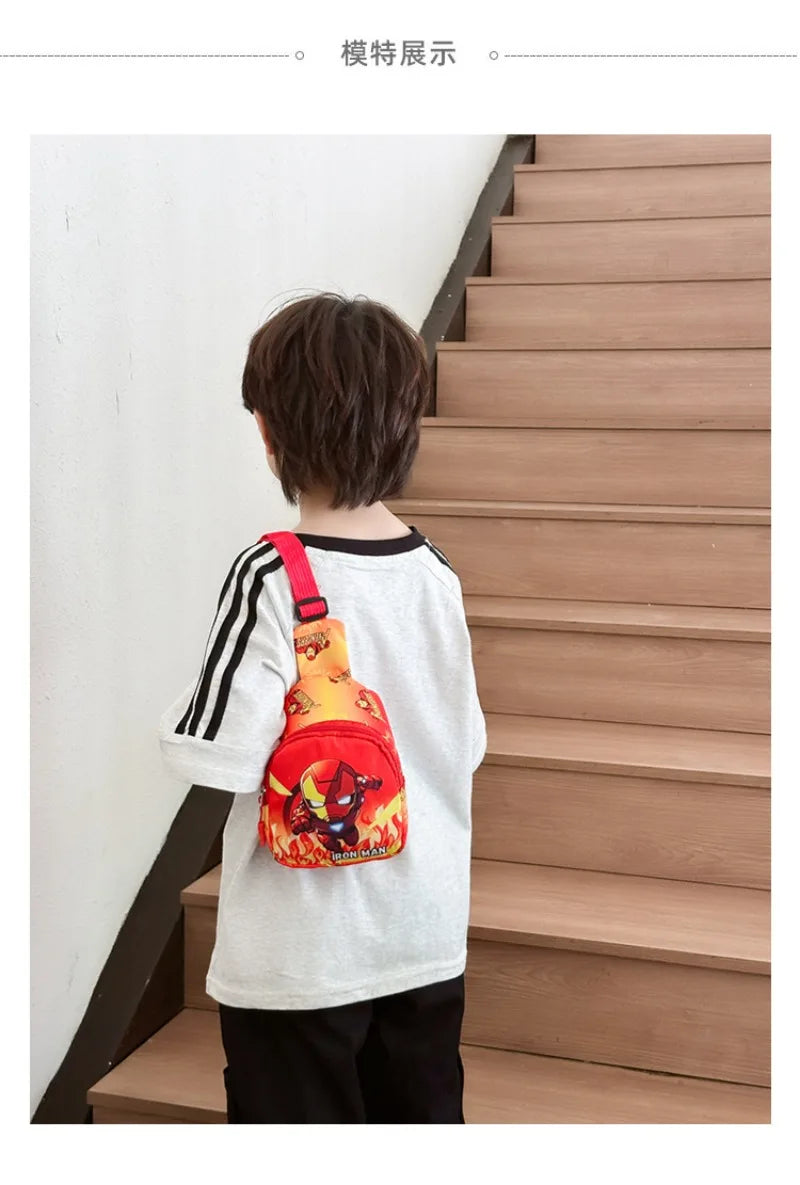 Marvel'S New Children'S Bag Spider Man Iron Man Captain America Shoulder Bag For Boys And Girls Travel Change Crossbody Bag