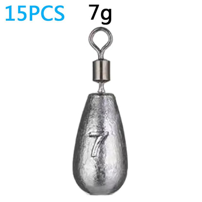 Drop Shot 15PCS/Lot Fishing Weight Sinker 3.5g 5g 7g 10g 14g 20g Tube Bullet Plumb Pendant Metal Jig Sea Tackle Kit Pesca Tool