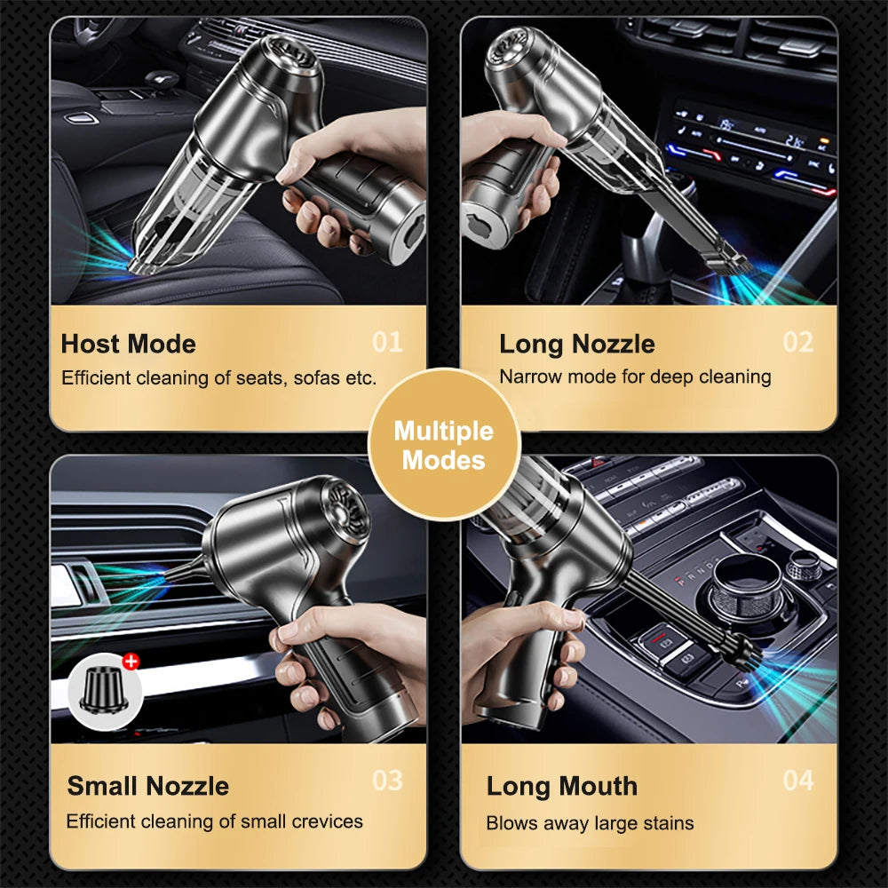Car Vacuum Cleaner Wireless 95000PA Strong Suction Vacuum Cleaner Portable Handheld Vacuum Cleaner Blower 2in1 for Car Home