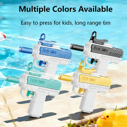 Transparent UZI Water Gun Manual High Pressure Auto Slide Bore Water Blaster Summer Beach Pool Fight Toy Gifts for Kids Adults