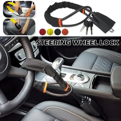 Truck steering wheel lock Universal auto seat belt buckle lock rope Car 5mm thick braided steel cable anti-theft safety lock set
