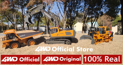 4WD Remote Control Excavator Toy Radio Controlled RC Dump Truck Vehicle Crawler Bulldozer Construction Buggy Light and Sound Car