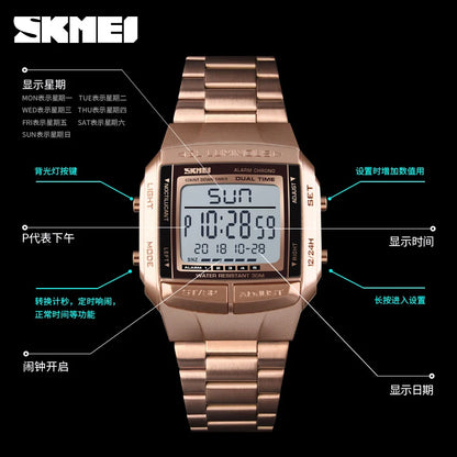 SKMEI 1381 Luxury Digital Watch for Men Sports Electronic Waterproof LED Display Wristwatches Mens Countdown Clock Reloj Hombre