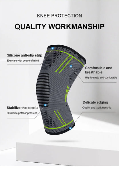 GTUBIKE 1PCS Compression Knee Support Sleeve Elastic Knee Pads Brace Springs Gym Sports Protector Basketball Volleyball Run