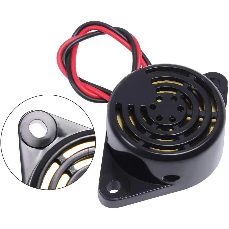2 PCS Piezo Buzzer, Icstation Buzzer Alarm 12V Electronic Beep Buzzer 100dB Piezo Alarm Siren Continous Sound for Motorcycle