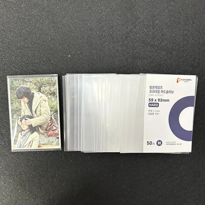 50pcs Korea Card Sleeves Clear Acid Free CPP HARD Photocard Holographic Protector Film Album Binder Photo Popcorn Card