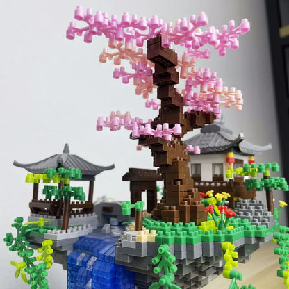 Taohuatan Lake Themed Micro Brick Building Blocks Set, Adult Creative Toys, Unique Chinese Landscape Model Bricks with LED Light