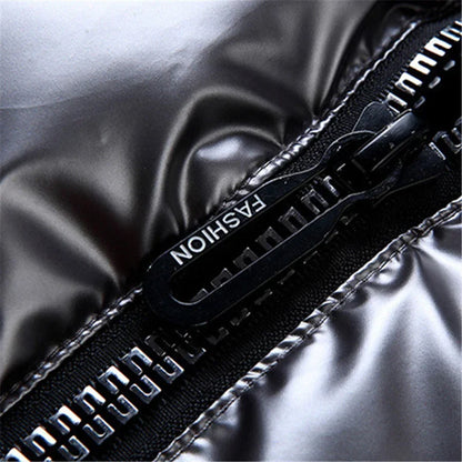 Men’s Glossy Hooded Winter Padded Vest - Waterproof Thicken Sleeveless Jacket, Casual Warm Outwear Waistcoat (Up to 4XL)