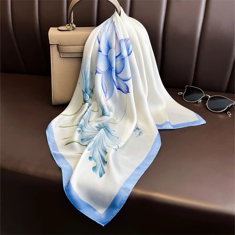 2025 New Fashion Luxury Printed Square Shawl Women 70x70cm Pashmina Silk Scarf Neck Headband Bandana