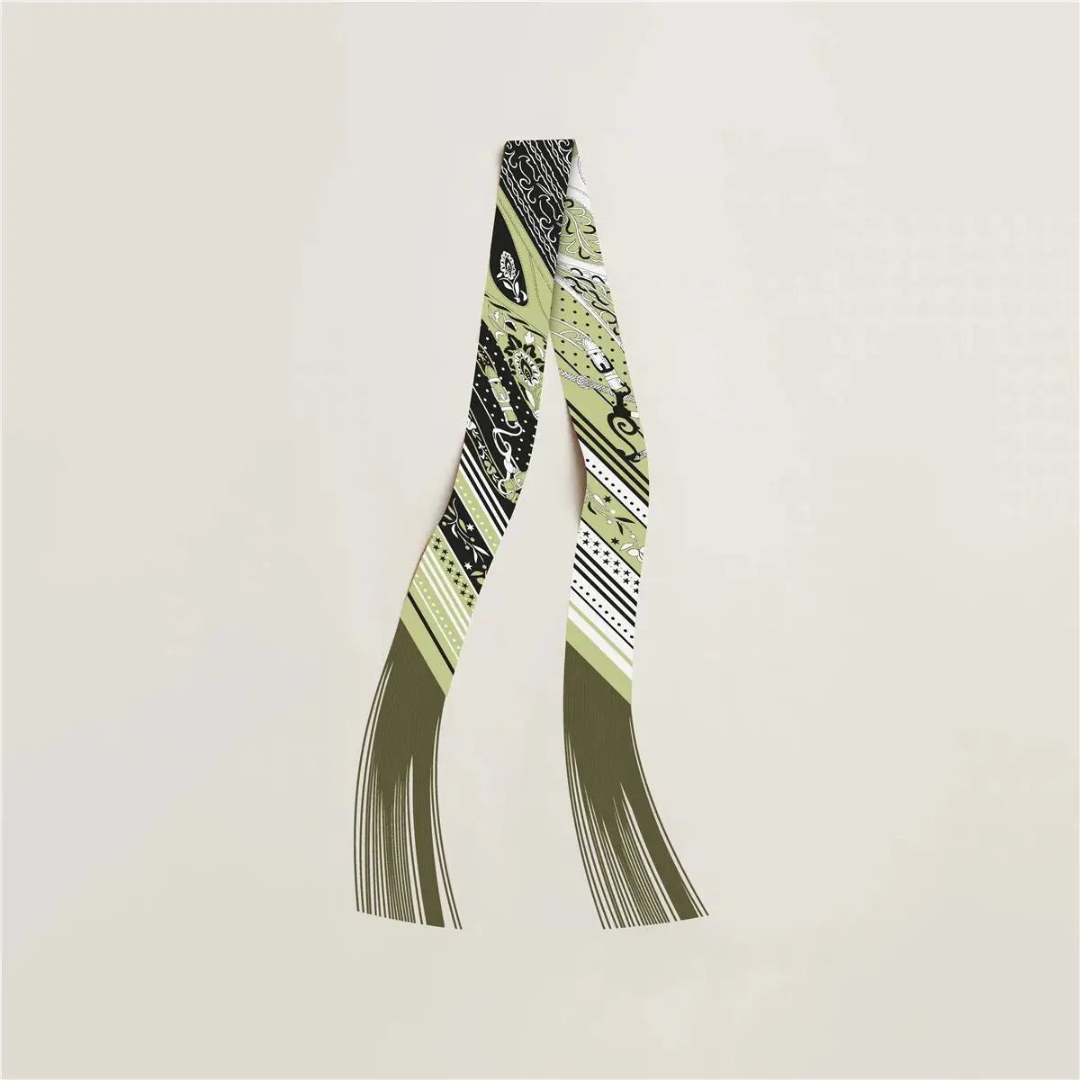 130x5cm Tassel Cashew Print Scarf Women's All-season Twill Silk Decorative Ribbon Multi-purpose Bag Hair Tie Belt Scarf