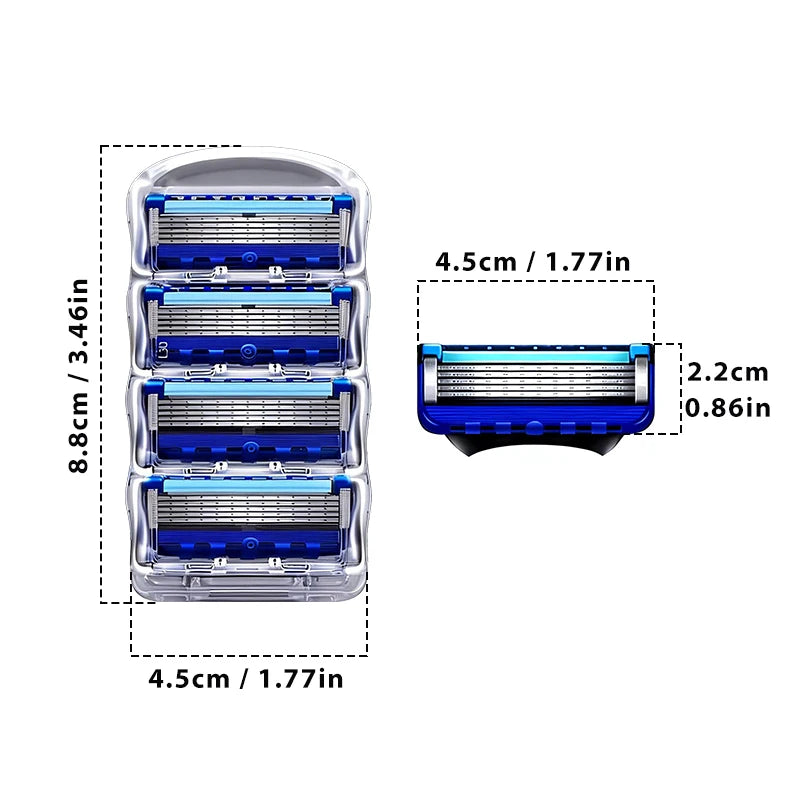 Manual Shaving For Men Replace Head Five Layer Blade Eight Comfortable Shaving Blades The Latest Blue No Skin Damage Uncharged