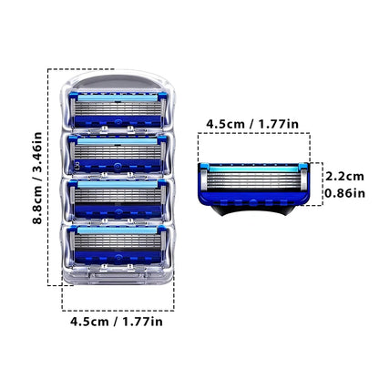 Manual Shaving For Men Replace Head Five Layer Blade Eight Comfortable Shaving Blades The Latest Blue No Skin Damage Uncharged