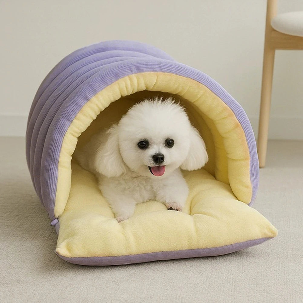 Winter Plush Cat Bed Warm Pet House Thickening Warmth Comfort Soft Kittens Sleeping Beds Cat Cave For Pet Warmth