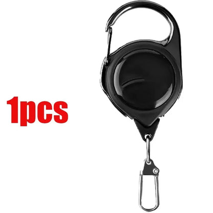 Retractable Heavy Duty Pull Reel Carabiner Strong Steel Wire Rope Buckle Spring Key Ring Outdoor Sporty attachment Keychain Tool