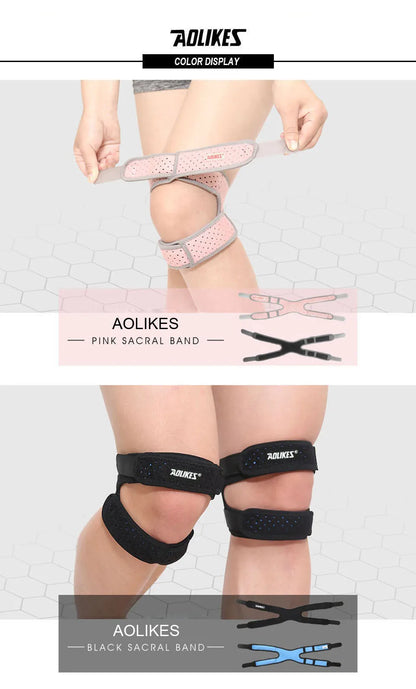 AOLIKES 1PCS Pressurized Knee Wrap Sleeve Support Bandage Pad Elastic Braces Knee Hole Kneepad Safety Basketball Tennis Cycling