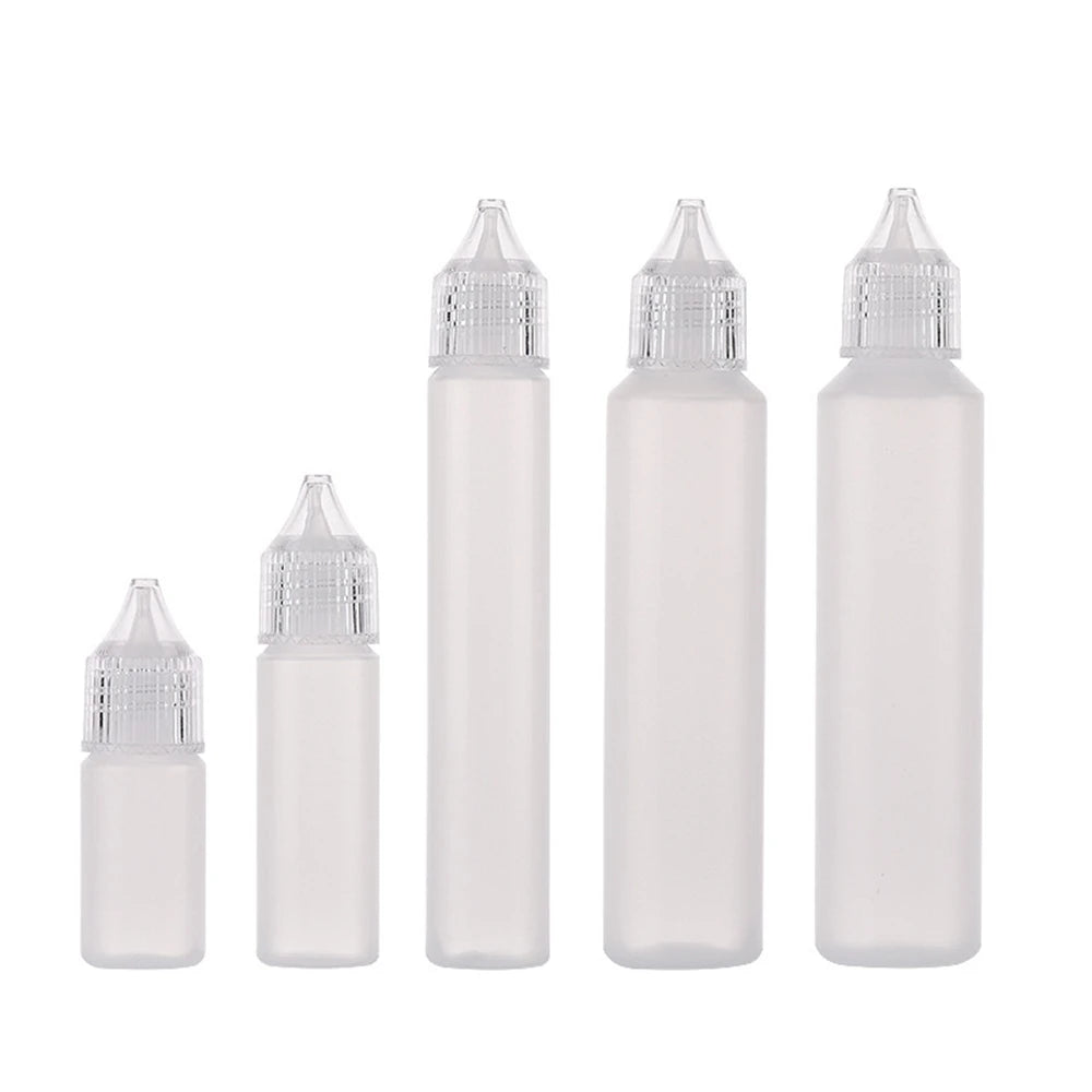 1PC, 10ml/15ml/30ml/50ml Needle Tip Squeezable Bottle Refillable Liquid Plastic Bottle Container with Wide Mouth Empty Pen Style