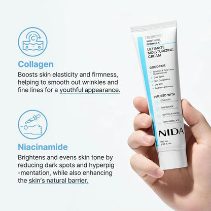 NIDA Ultimate Moisturizing Facial Cream Daily Skin Care Repairing Pores Redness Hyaluronic Acid Wrinkles Spot Korea Skin Care