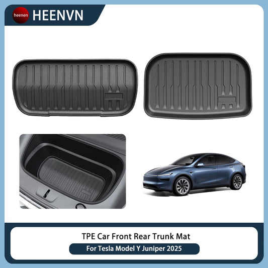 For Tesla Model Y Juniper 2025 Front Rear Trunk Mats Cargo Liner Waterproof Anti-slip TPE Pads All Weather Interior Accessories