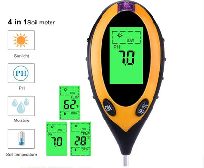 New Soil pH Meter 3 in 1/4 in 1 PH Light Moisture Acidity Tester Soil Tester Moisture Meter Plant Soil Tester Kit for Flowers