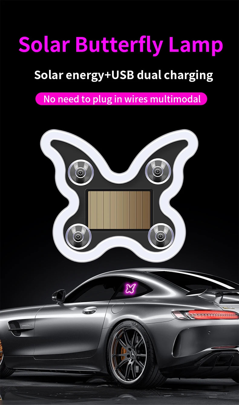 Universal Solar Atmosphere Light Heart-shaped Dynamic Gradient LED Fit Car Interior Ambient Light Decoration Accessory RGB