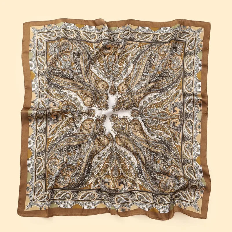 68cm Red Cashew Print Scarf Women's New Model Emulated Silk Plant Print Scarfs Fashion Versatile Clothes Bag Accessories Scarf