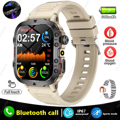2025 Military Smartwatch GPS Men Flashlight Waterproof Outdoor Sports Tracker HD Bluetooth Calls Smart Watch New For Android IOS