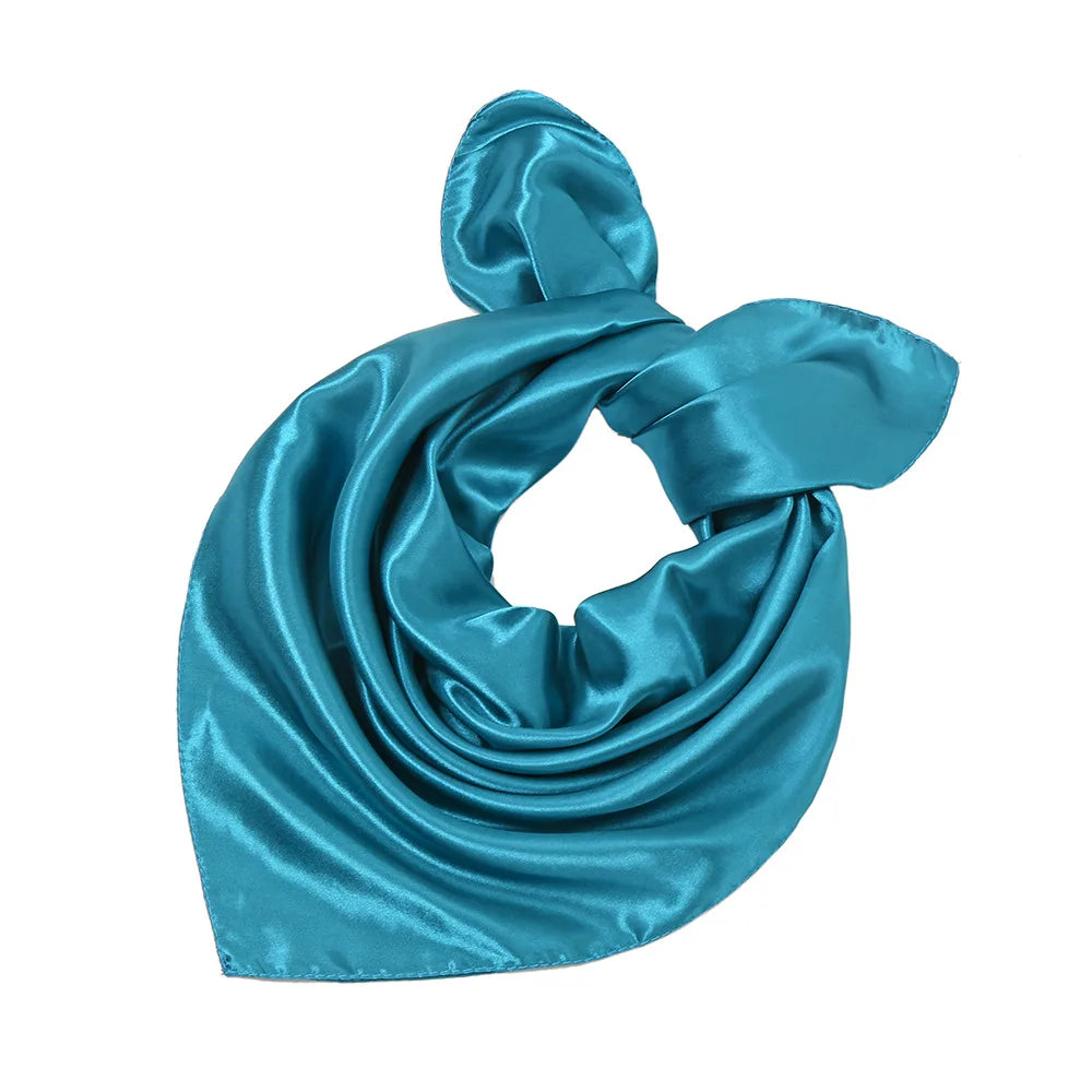Women New Plain Satin Solid Color 60x60cm Square Scarf Girl Simulation Silk Performance Small Scarves Best Party Gift
