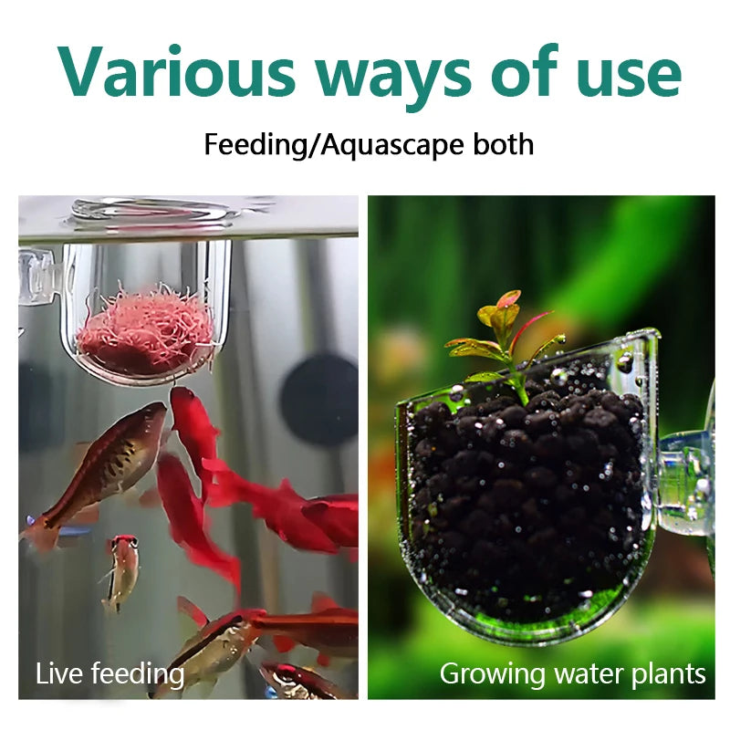 1pc Aquarium Decorations Plant Cup Pot Acrylic Aquatic Plant Cup with Suction Holder Planting Cylinder Cup Aquarium accessories