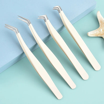 Multifunctional Tweezers Stainless Steel Eyelash Tweezers Grafting False Eyelash Patches False Eyelash Aids Portable Tweezers Be