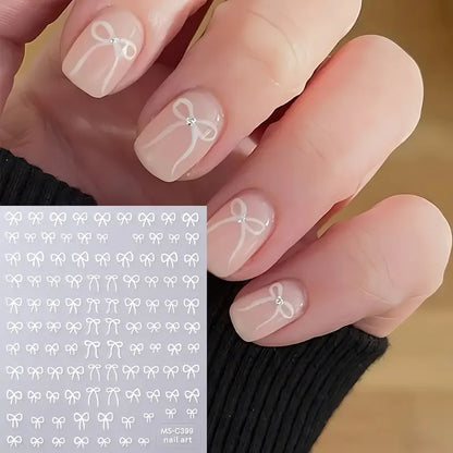 1/2pcs Black White Pink Mini Bowknot Design Nail Art Sticker Self Adhesive Lace Ribbons Bow Butterfly Decals Nail Art Decoration