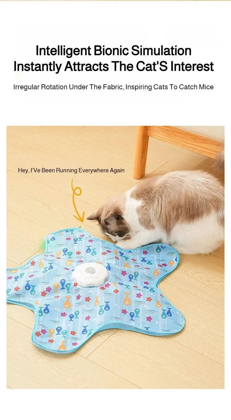 Cat Toys Interactive Hide and Seek Cat Toy with Mouse Squeaky Motion Activated Moving Concealed Feathers Kitten Teaser Toy