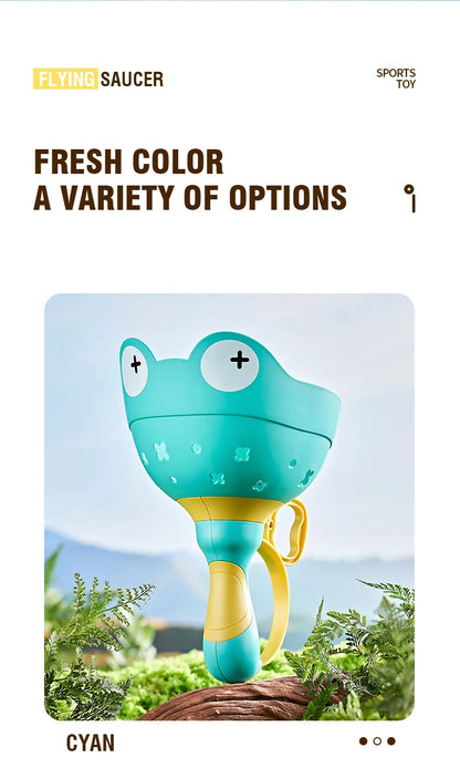 Flying Saucer Disc Launcher Kids Flying Toys Pull String UFO Throw Catch Outdoor Sport Propeller Children Toys Gift For Boy Girl