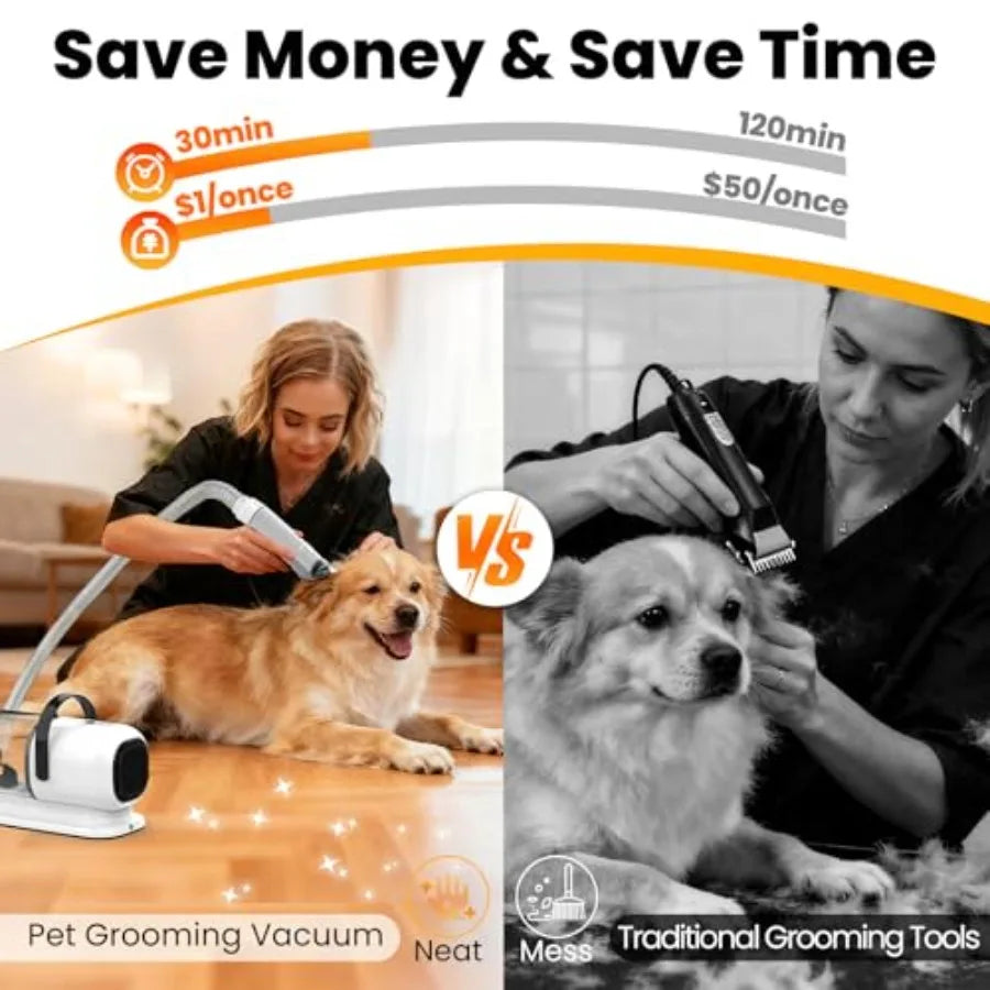Dog Grooming Vacuum All-in-One Pet Grooming Kit with Hair Clipper and Shedding Brush Low Noise 12 000Pa Dog Hair Remover Vacuum