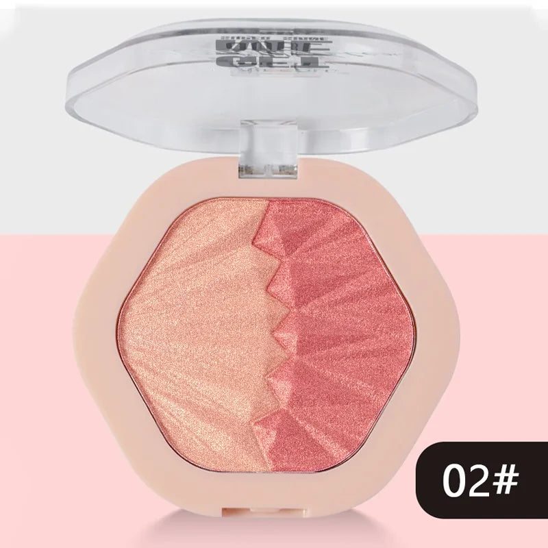 2-Color Blush Palette 2 in 1 Contouring Cream Face Cheek Blush Cream Makeup Sparkle Highlight Multicolor Makeup Blush